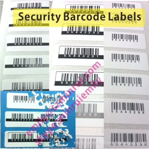 Custom Self Destructible Barcode Stickers,security Destructive Barcode Labels,security Barcode Label With Serials Number 